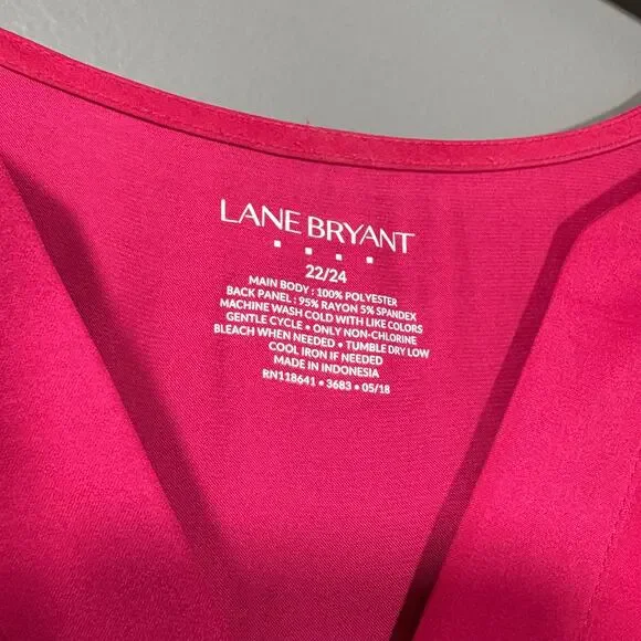 Lane Bryant Bright Pink Mixed Media Minimalist Top - 22/24 - Women's Plus Size - Picture 5 of 6